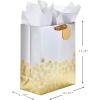 Hallmark Assorted Glittery Gold Christmas Gift Bags (8 Bags: 2 Small 6″, 2 Medium 9″, 2 Large 13″, 2 Bottle 13″) Angels, Mint Green, Leaves, Happy Holidays(Gold Dots)