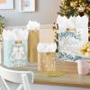 Hallmark Assorted Glittery Gold Christmas Gift Bags (8 Bags: 2 Small 6″, 2 Medium 9″, 2 Large 13″, 2 Bottle 13″) Angels, Mint Green, Leaves, Happy Holidays(Angels  Mint Green  Leaves  “Happy Holidays”)