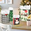 Hallmark Assorted Vintage Christmas Gift Bags (8 Bags: 2 Small 6″, 2 Medium 9″, 2 Large 13″, 2 Bottle 13″) Black and White Buffalo Plaid, Santa, Toy Train, Green Trees(Train  Trees  Buffalo Plaid  Santa)