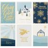 DaySpring Thomas Kinkade Religious Christmas Cards (16 Cards and 16 Envelopes) God’s Love, Nativity Scene, Gold Glitter and Foil(Dusty Blue & Gold Foil)