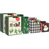 Hallmark Assorted Vintage Christmas Gift Bags (8 Bags: 2 Small 6″, 2 Medium 9″, 2 Large 13″, 2 Bottle 13″) Black and White Buffalo Plaid, Santa, Toy Train, Green Trees(Train  Trees  Buffalo Plaid  Santa)