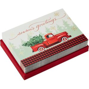 Hallmark Boxed Christmas Cards, Rustic Red Truck (40 Cards and 40 Envelopes) Season’s Greetings