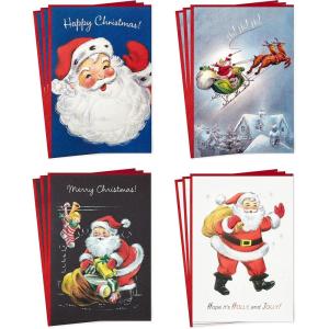 Hallmark Boxed Christmas Cards, Vintage Santa Claus (4 Designs, 12 Cards and Envelopes)