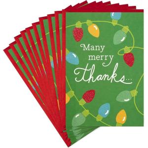 Hallmark Christmas Cards, Thanks to You (6 Holiday Cards with Envelopes)(Red   Green)