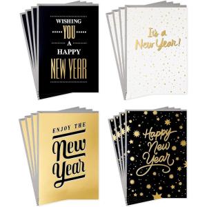 Hallmark New Years Cards Assortment, Happy New Year (4 Designs, 16 Cards and Envelopes)