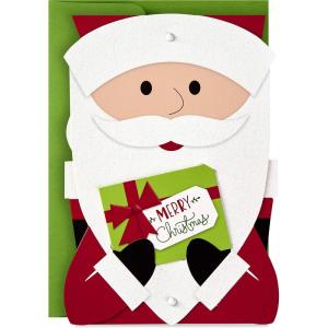 Hallmark Retro Santa Boxed Christmas Cards (16 Cards and Envelopes) Red, Black, Gold, Green, White(Santa)