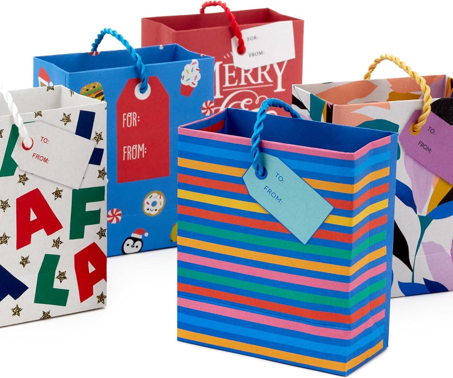 imageHallmark Bulk Gift Card Holder Bag Assortment 12 Bags 4quot Plaid Santa Flowers Hearts Rainbow Stripes Treat Yuleself for Christmas Birthdays Weddings Mothers DayPlaid Santa Flowers Hearts Rainbow Stripes and More