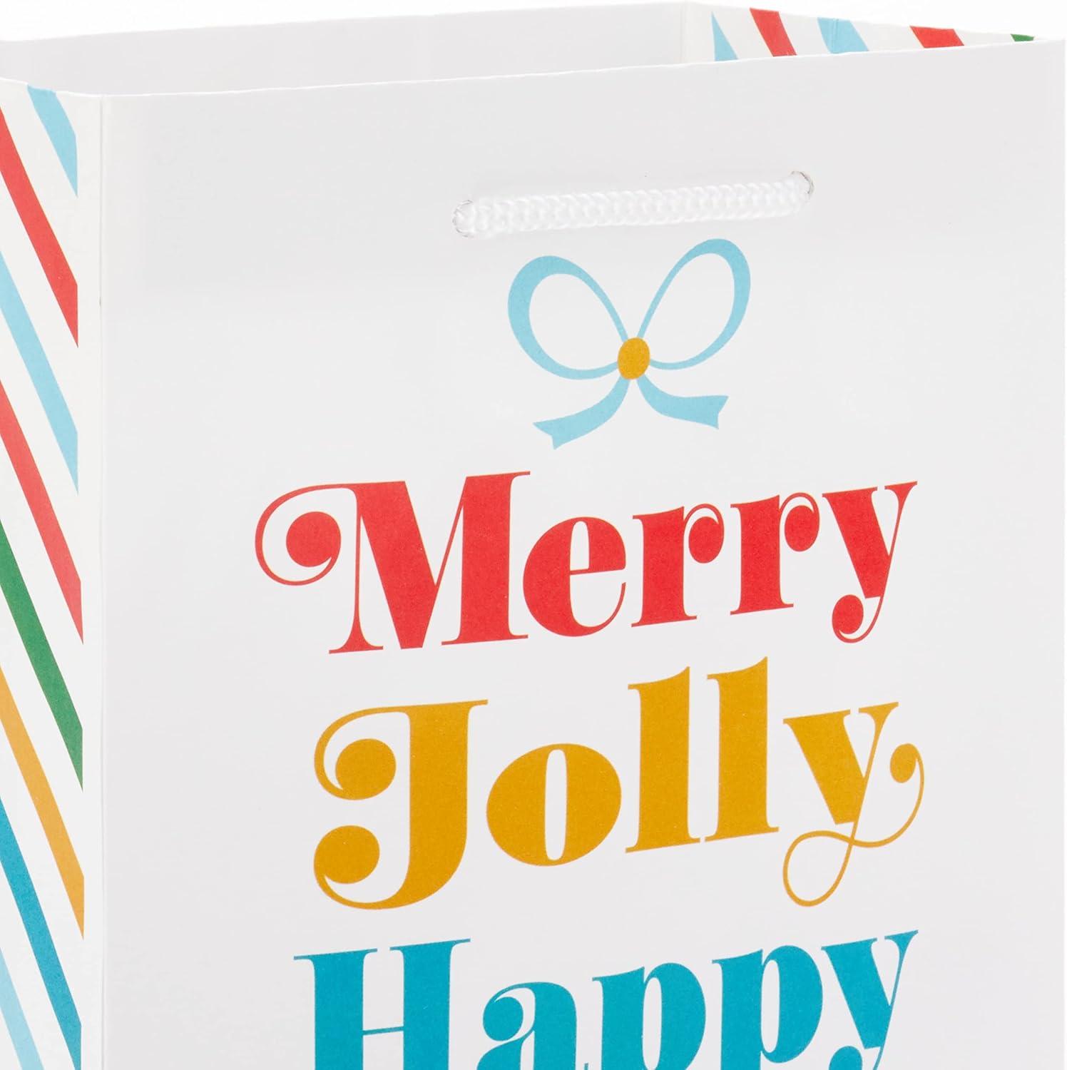 imageHallmark Christmas Gift Bags Assorted Sizes 8 Bags 3 Small 6quot 3 Medium 9quot 2 Large 13quot Red Green Blue Stripes Lights Merry Merry ChristmasRed Green Blue Pink Orange Yellow