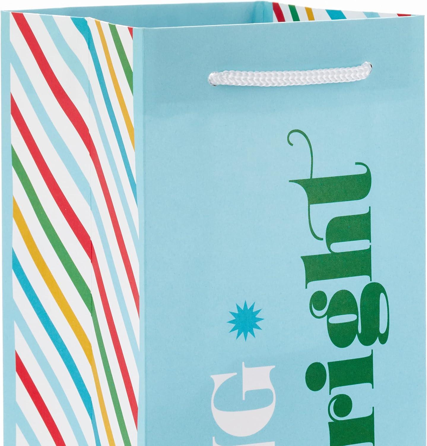 imageHallmark Christmas Gift Bags Assorted Sizes 8 Bags 3 Small 6quot 3 Medium 9quot 2 Large 13quot Red Green Blue Stripes Lights Merry Merry ChristmasRed Green Blue Pink Orange Yellow