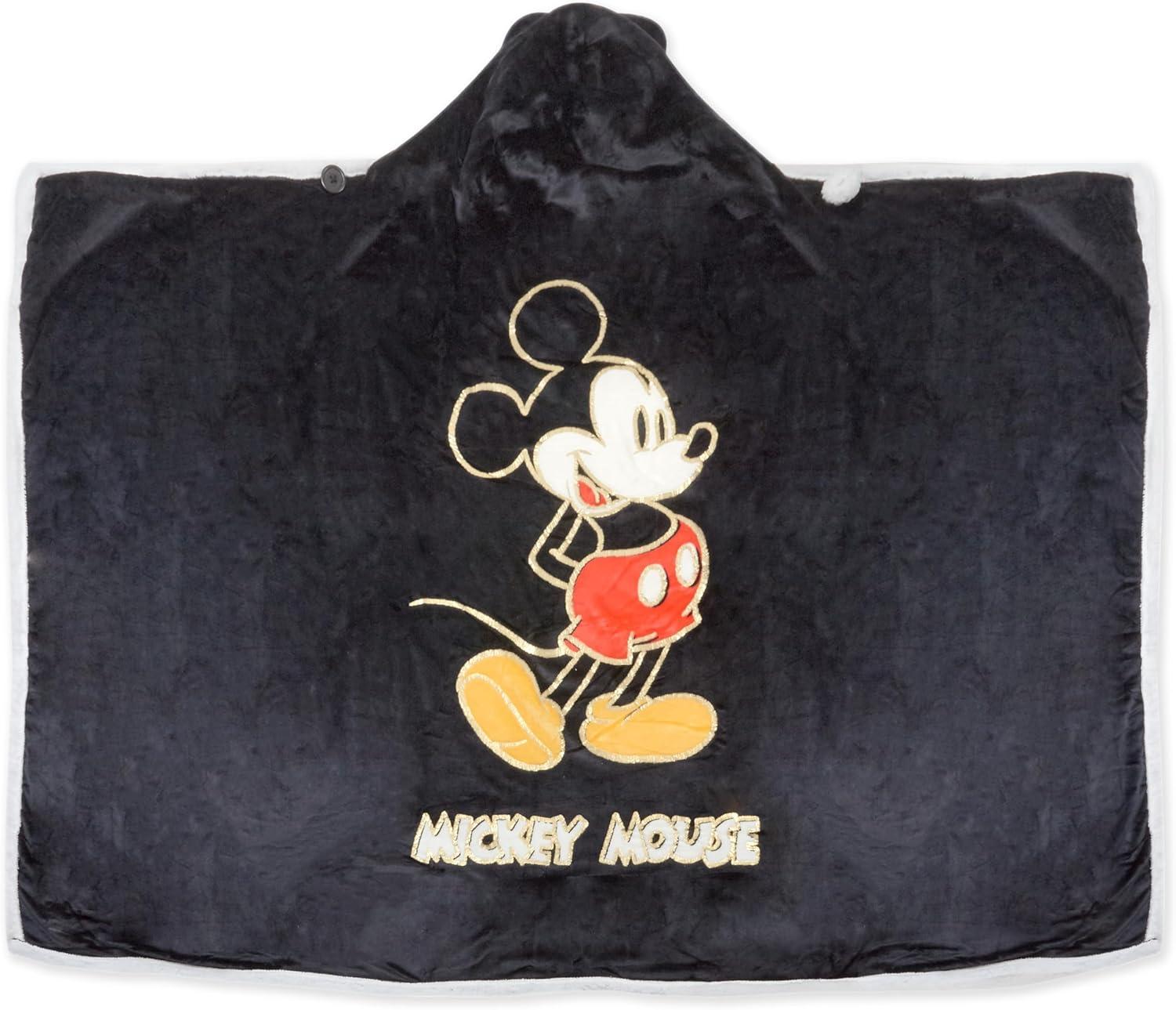 imageHallmark Disney Mickey Mouse Hooded Blanket with Mouse Ears 70quot x 65quot Gift for Kids Fans Adults Christmas Birthdays