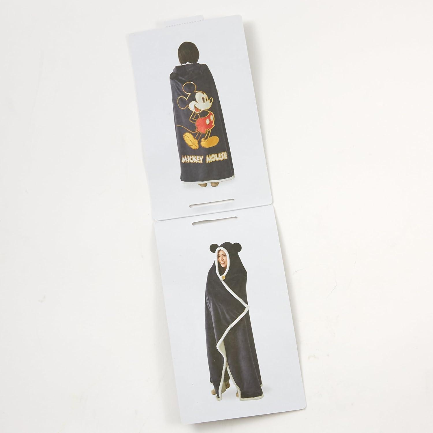 imageHallmark Disney Mickey Mouse Hooded Blanket with Mouse Ears 70quot x 65quot Gift for Kids Fans Adults Christmas Birthdays