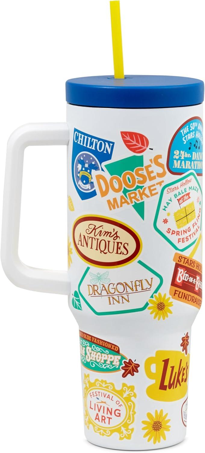 imageHallmark Gilmore Girls Insulated Travel Cup 40 oz Stars Hollow Town Festivals Gift for Kids Teens College Students Moms Christmas Easter Valentines Day