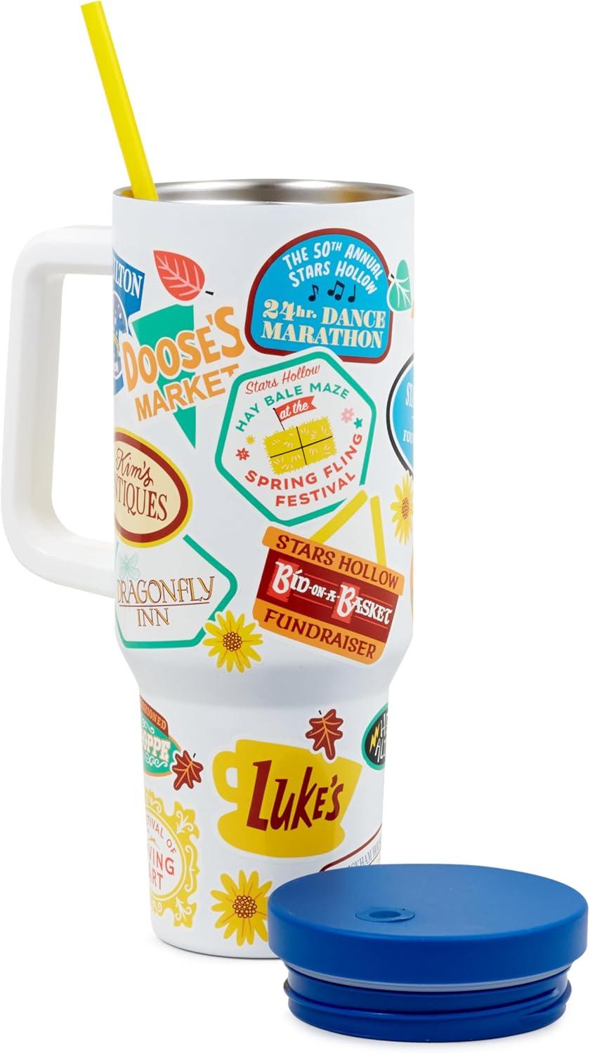 imageHallmark Gilmore Girls Insulated Travel Cup 40 oz Stars Hollow Town Festivals Gift for Kids Teens College Students Moms Christmas Easter Valentines Day