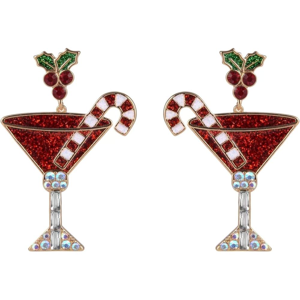 imageHallmark Candy Cane Martini Earrings