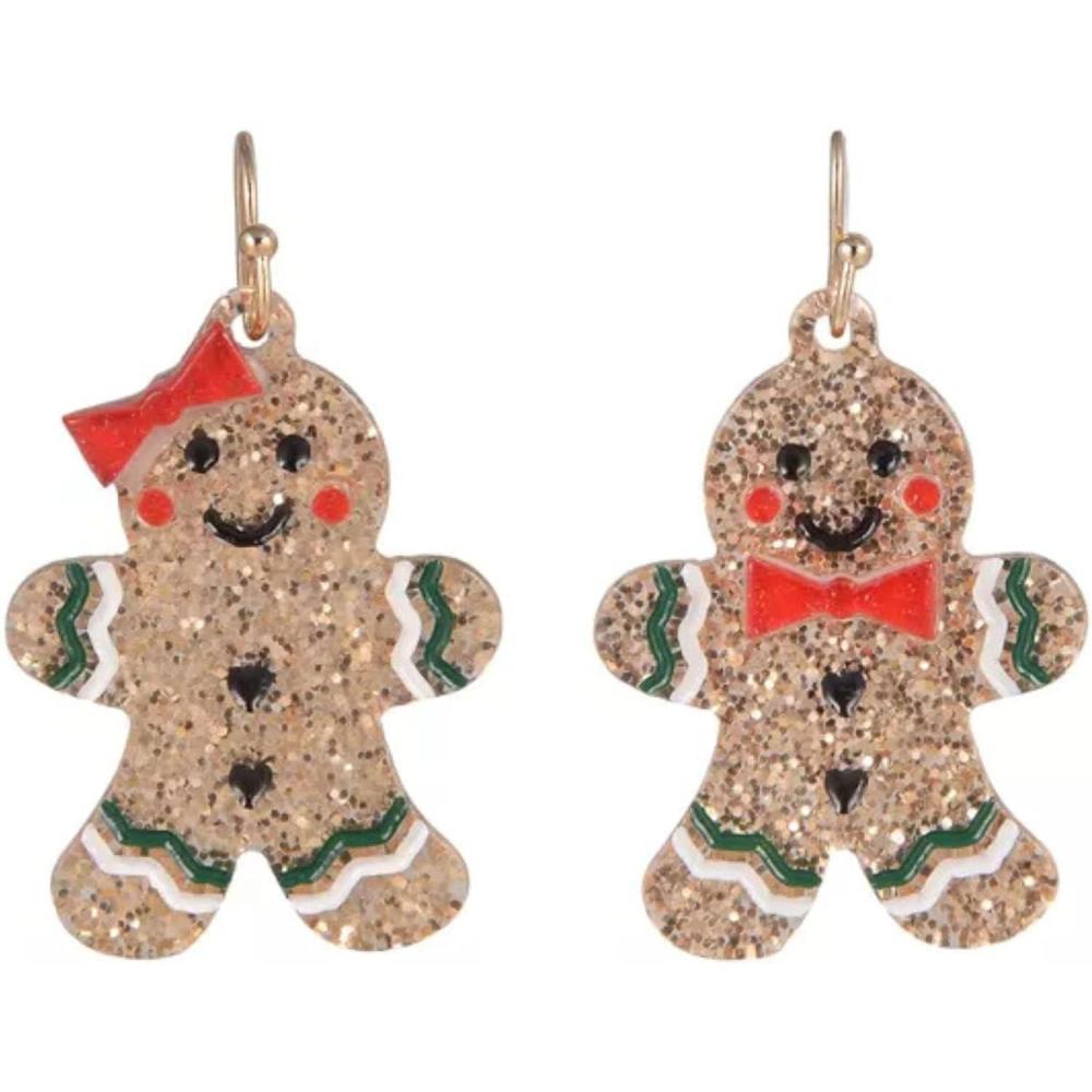 imageHallmark Gingerbread Man ampamp Woman Glitter Earrings