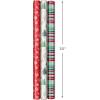 Hallmark Rustic Red and Green Christmas Wrapping Paper Set (90 sq. ft. ttl, 10 Bows, 4 Ribbon Colors, 40 Gift Tag Stickers) Snowflakes, Trees, Plaid(Red Snowflakes  Trees  Plaid)