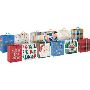 Hallmark Bulk Gift Card Holder Bag Assortment (12 Bags 4″: Plaid, Santa, Flowers, Hearts, Rainbow Stripes, Treat Yule-self!) for Christmas, Birthdays, Weddings, Mother’s Day(Plaid  Santa  Flowers  Hearts  Rainbow Stripes and More)