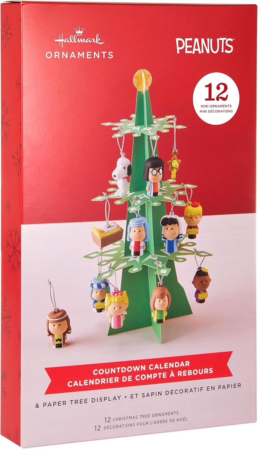 imageHallmark Peanuts Nativity Countdown Calendar Miniature Christmas Tree Set with 12 Mini OrnamentsCountdown Calendar