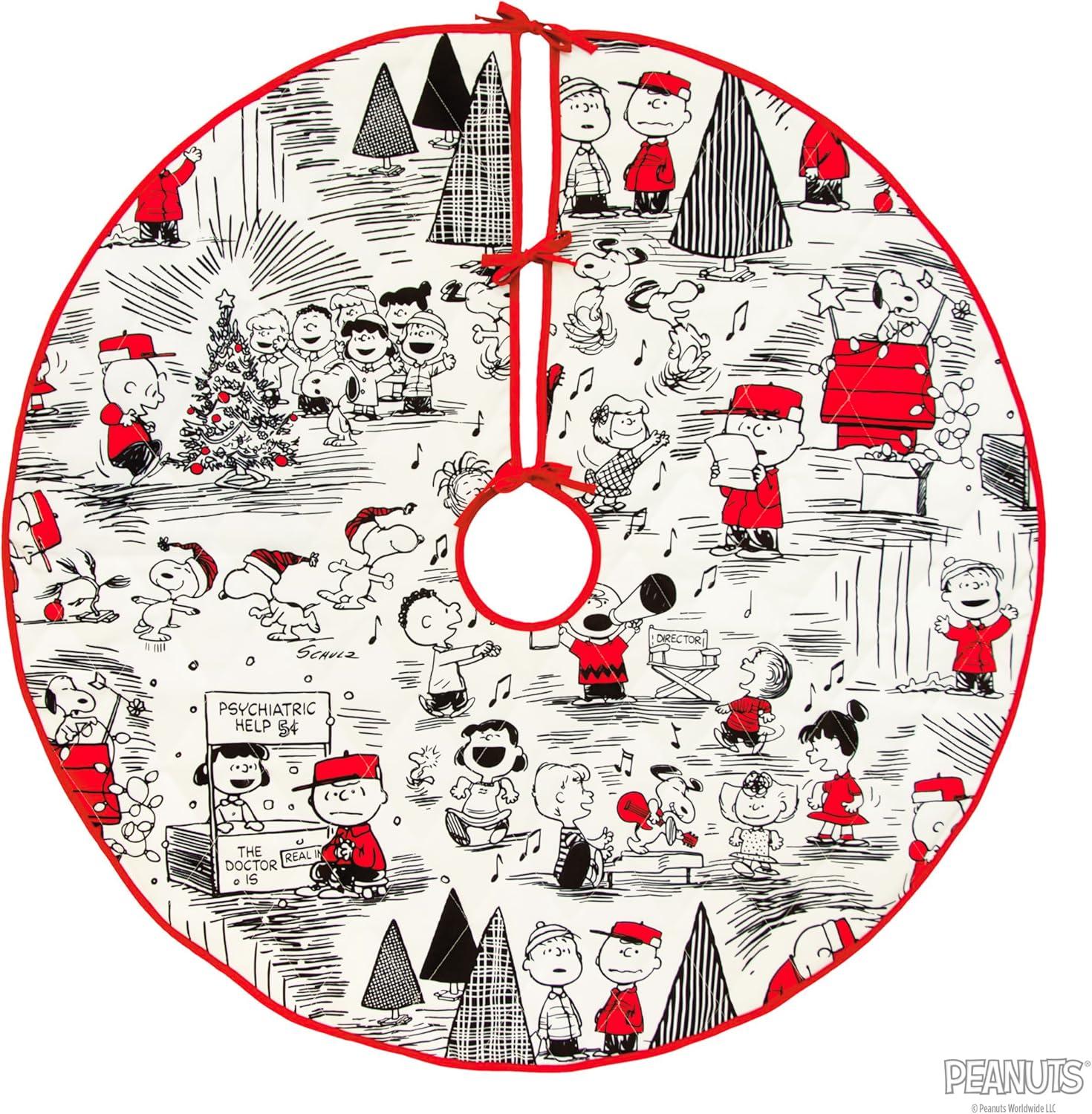imageHallmark Peanuts Nativity Countdown Calendar Miniature Christmas Tree Set with 12 Mini OrnamentsTree Skirt