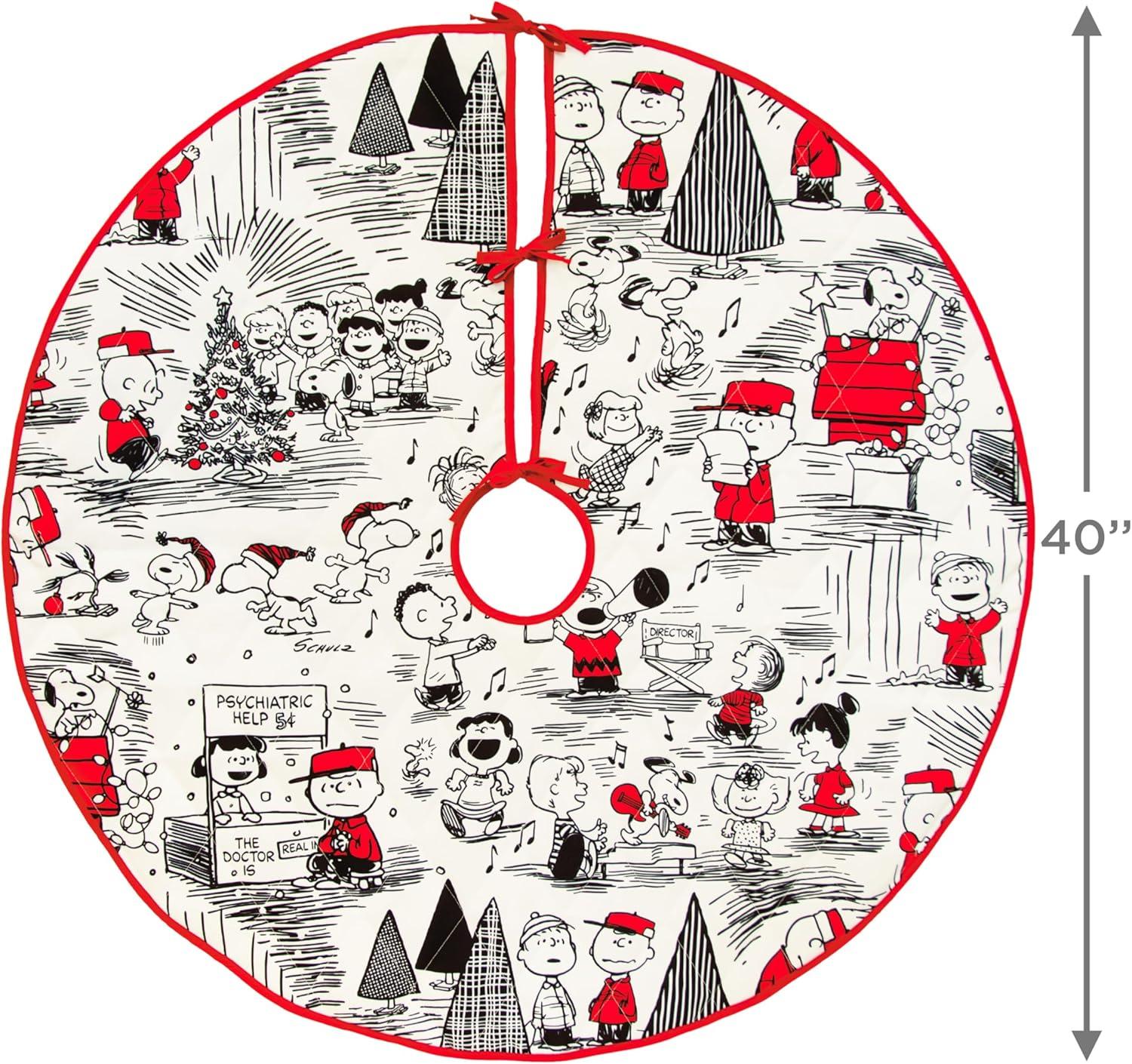 imageHallmark Peanuts Nativity Countdown Calendar Miniature Christmas Tree Set with 12 Mini OrnamentsTree Skirt