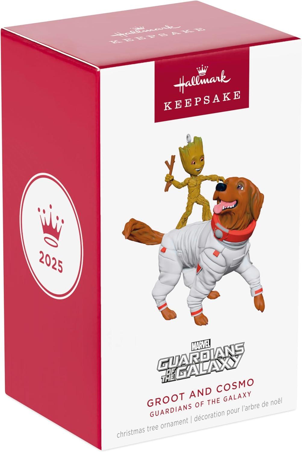 imageHallmark Keepsake Christmas Ornament 2025 Marvel Guardians of The Galaxy Groot and Cosmo Gifts for Marvel FansGroot and Cosmo