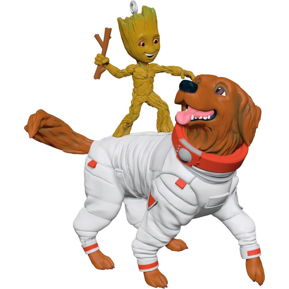 imageHallmark Keepsake Christmas Ornament 2025 Marvel Guardians of The Galaxy Groot and Cosmo Gifts for Marvel FansGroot and Cosmo