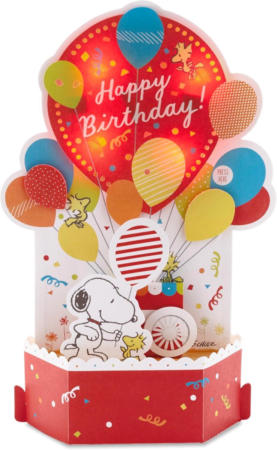 imageHallmark Paper Wonder Peanuts Pop Up Birthday Card with Music Snoopy Birthday Balloons