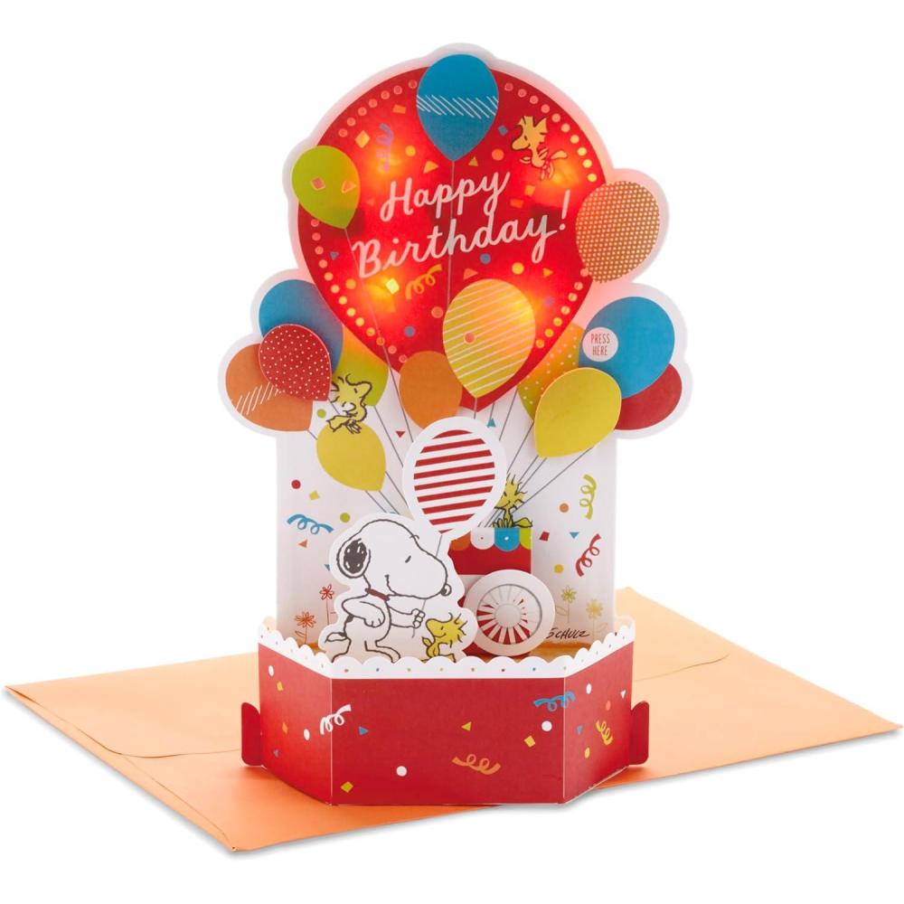 imageHallmark Paper Wonder Peanuts Pop Up Birthday Card with Music Snoopy Birthday Balloons