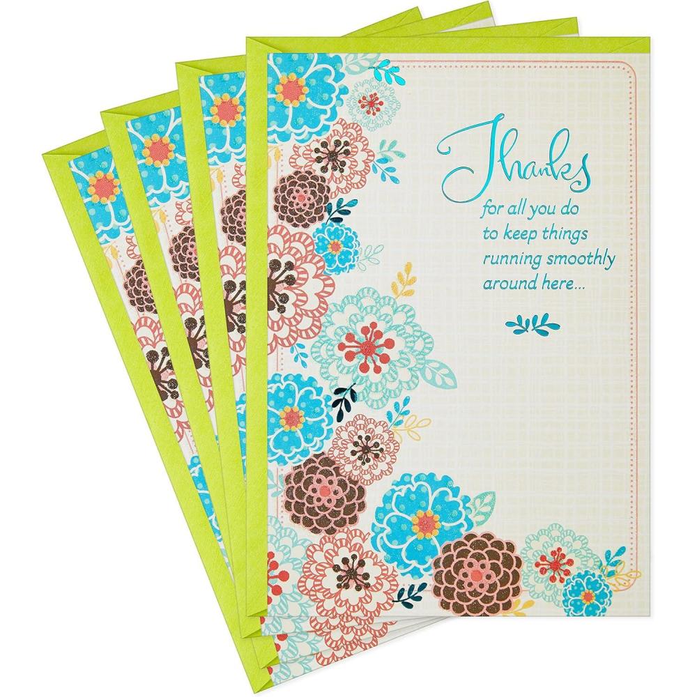 image:imageHallmark Thank You Cards 4 Cards with Envelopes for Nurses Day Admin Professional Day Teacher Appreciation and MoreKeep Things Running Smoothly