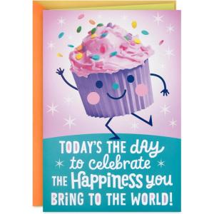 Hallmark Birthday Card for Girls with Sound (Cupcake, Plays Happy by Pharrell Williams)(Cupcake)