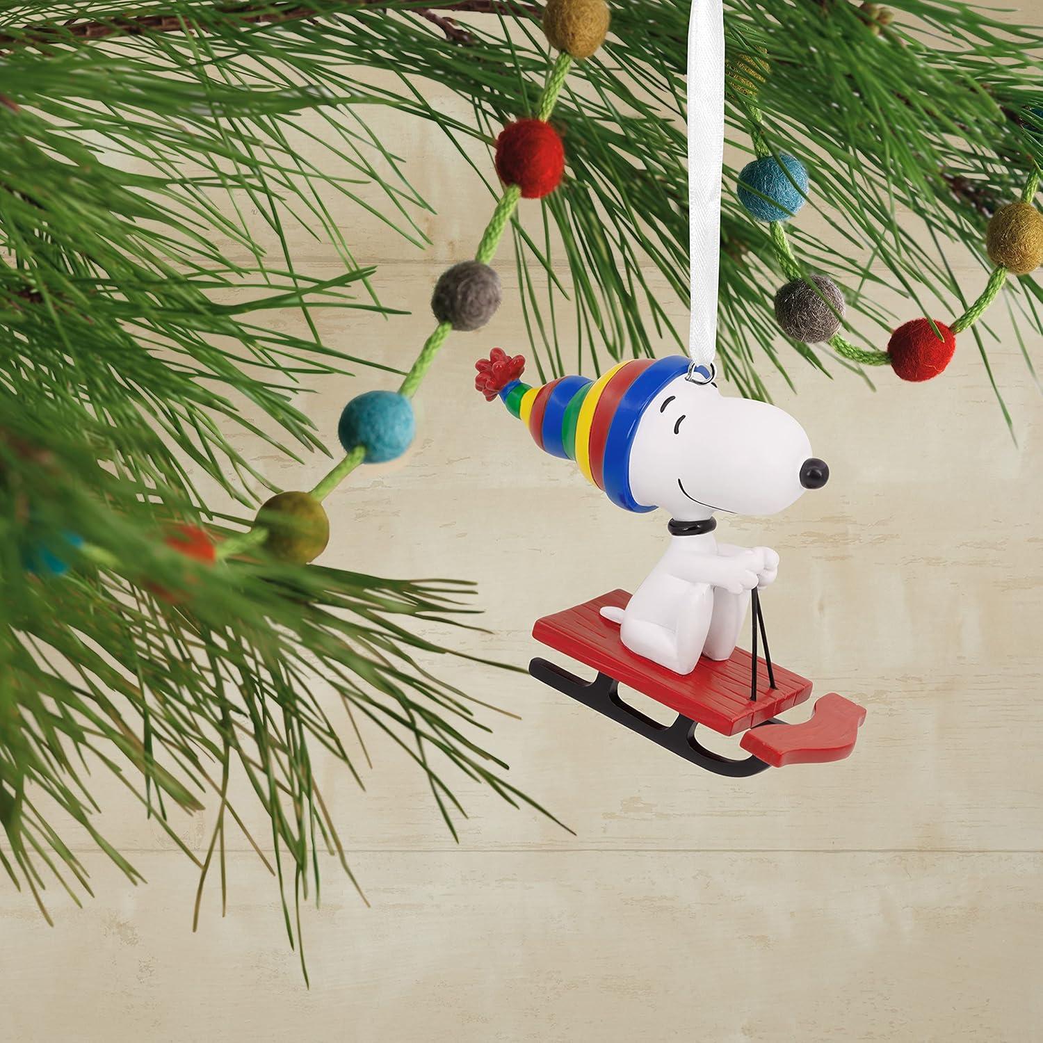 image:imageHallmark Peanuts Baseball Mystery Miniature Christmas Ornaments Set of 2Snoopy Sledding