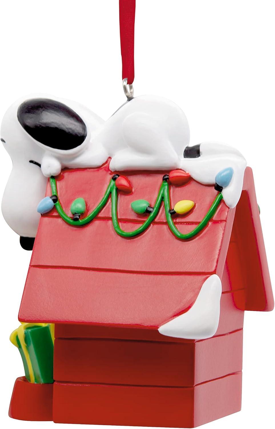image:imageHallmark Peanuts Snoopy on Holiday Doghouse Christmas Ornament Blown GlassSnoopy Holiday Doghouse