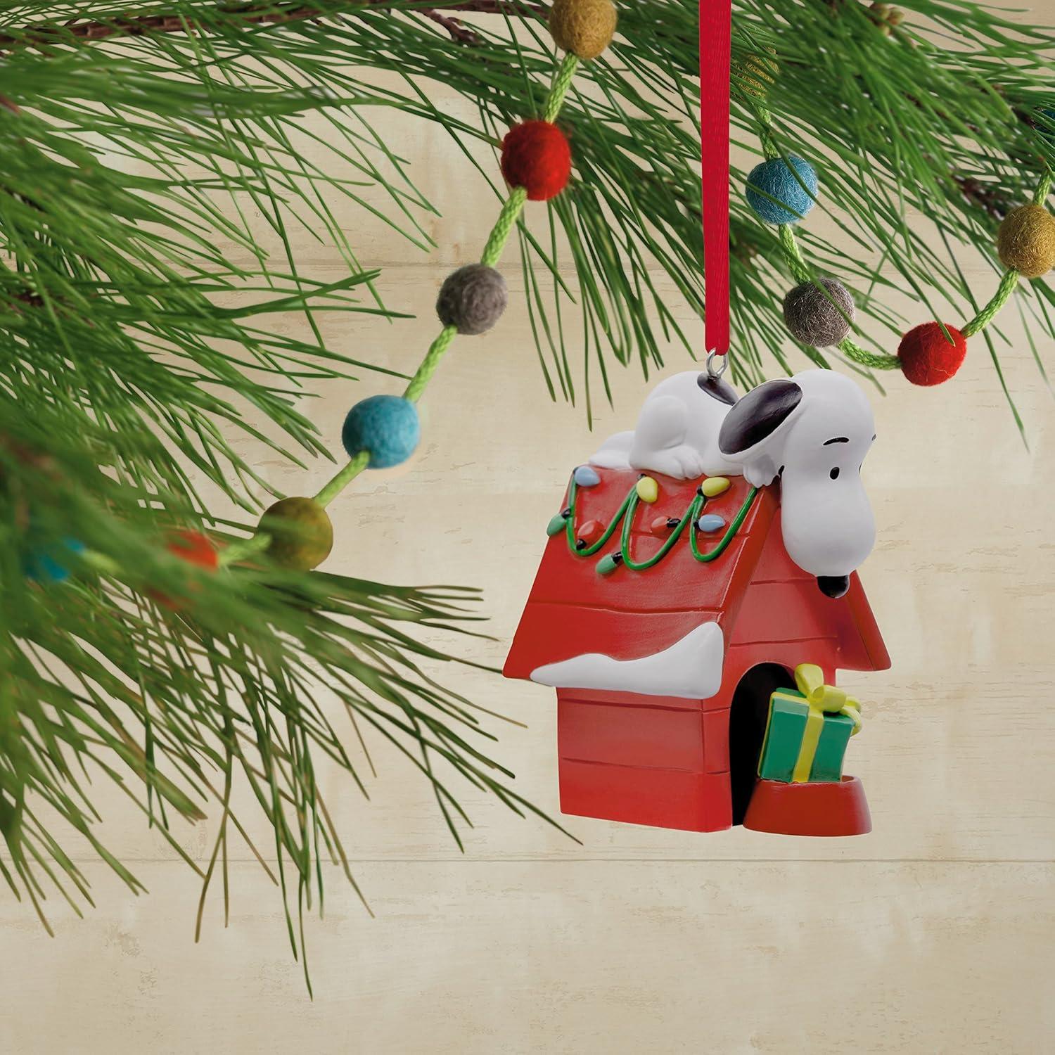 image:imageHallmark Peanuts Snoopy on Holiday Doghouse Christmas Ornament Blown GlassSnoopy Holiday Doghouse