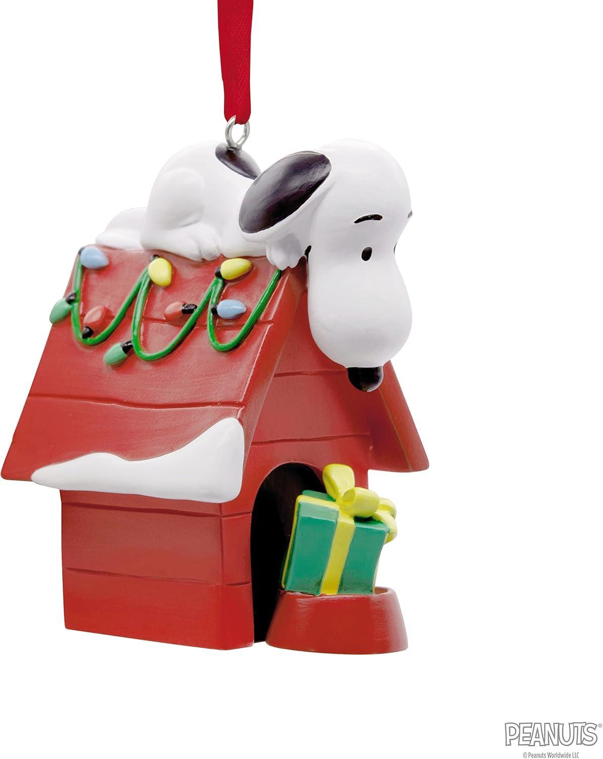 image:imageHallmark Peanuts Snoopy on Holiday Doghouse Christmas Ornament Blown GlassSnoopy Holiday Doghouse