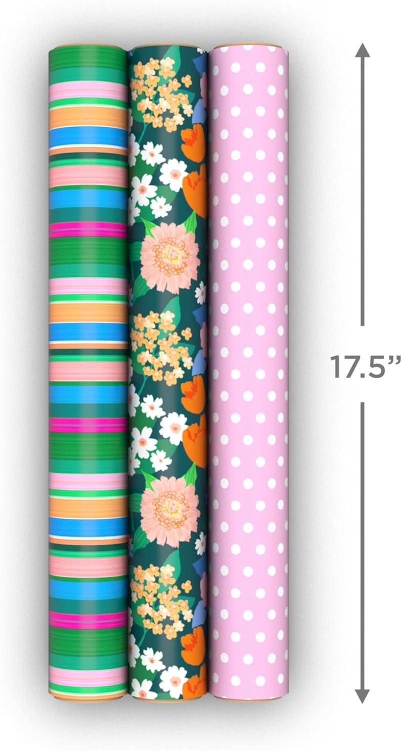 image:imageHallmark Red and Black Wrapping Paper Mini Rolls 3Pack Bows Diagonal Stripes Polka Dots for Valentines Day Birthdays Mothers Day Bridal Showers 45 Sq Ft TotalFlowers Polka Dots Stripes