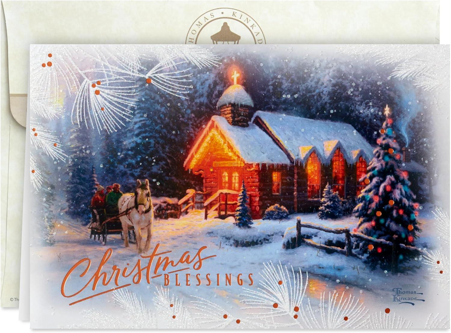 image:imageHallmark Thomas Kinkade Christmas Cards 16 Cards and Envelopes Christmas BlessingThomas Kinkade Blessings Church