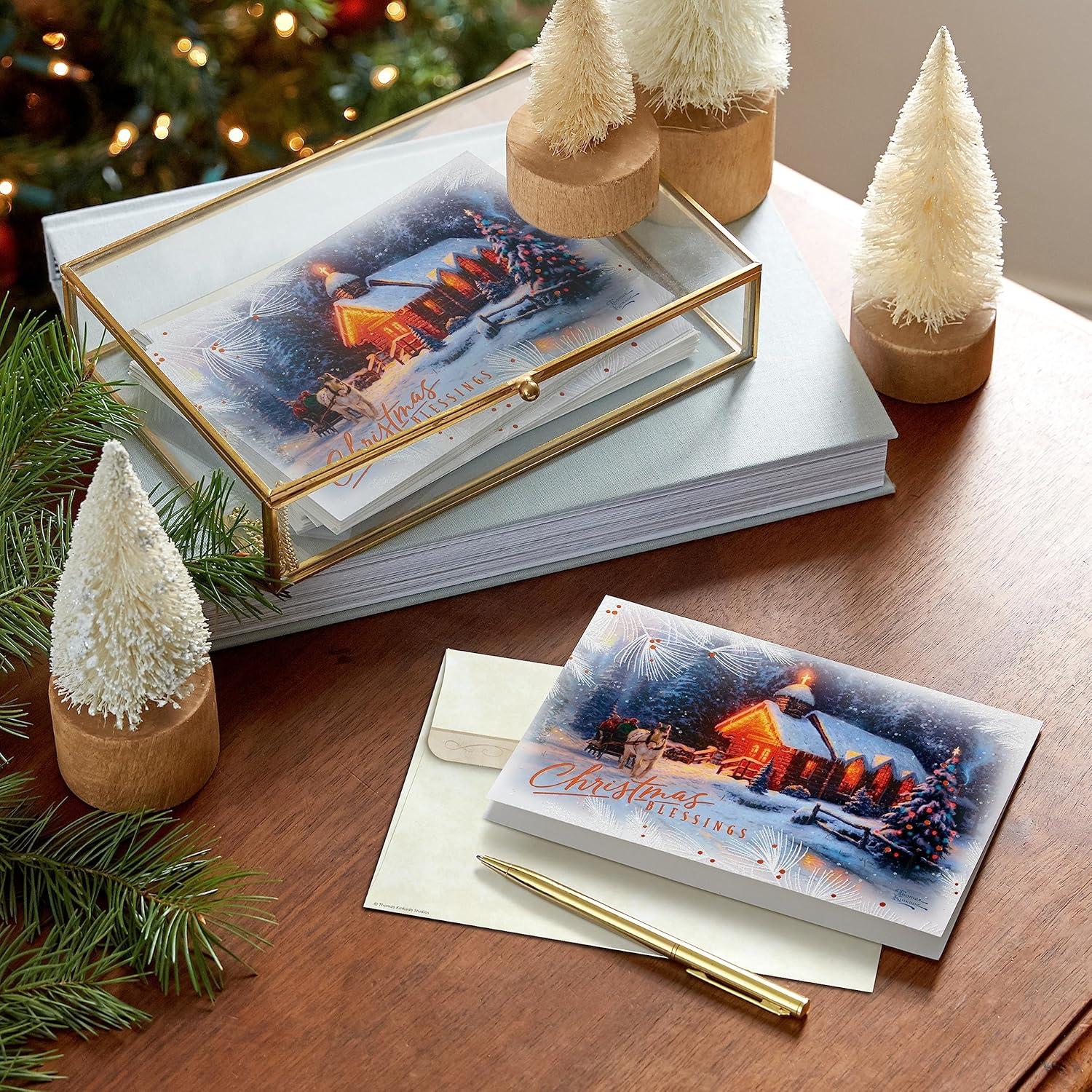 image:imageHallmark Thomas Kinkade Christmas Cards 16 Cards and Envelopes Christmas BlessingThomas Kinkade Blessings Church