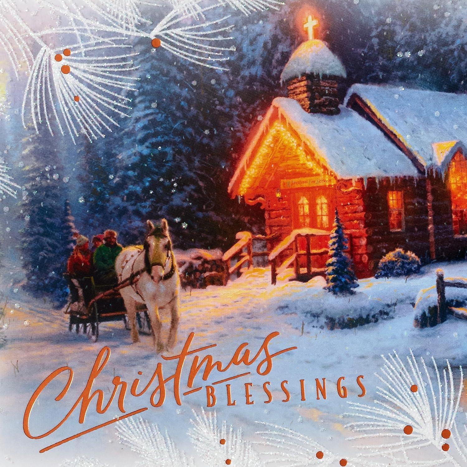 image:imageHallmark Thomas Kinkade Christmas Cards 16 Cards and Envelopes Christmas BlessingThomas Kinkade Blessings Church