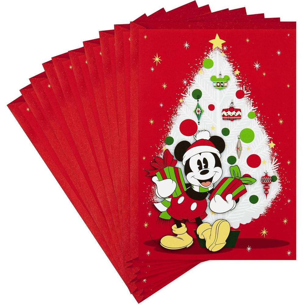 image:imageHallmark Pack of Disney Christmas Cards Jolly Joyful Mickey Mouse 10 Cards with Envelopes