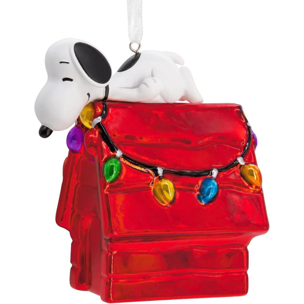 image:imageHallmark Peanuts Snoopy on Holiday Doghouse Christmas Ornament Blown GlassSnoopy Doghouse