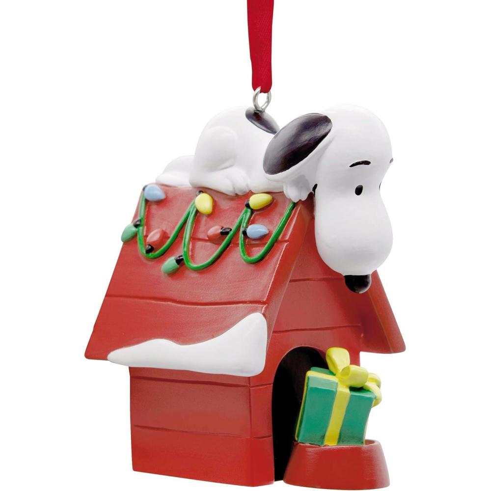 image:imageHallmark Peanuts Snoopy on Holiday Doghouse Christmas Ornament Blown GlassSnoopy Holiday Doghouse