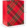 Hallmark Image Arts 11″ Large Christmas Gift Bags (6 Bags: Tartan Plaid, Snowy Tree, Red and Green Ornament) for Coworkers, Teachers, Family