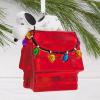 Hallmark Peanuts Snoopy on Holiday Doghouse Christmas Ornament, Blown Glass(Snoopy & Doghouse)