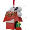 Hallmark Peanuts Snoopy on Holiday Doghouse Christmas Ornament, Blown Glass(Snoopy Holiday Doghouse)