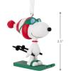 Hallmark Peanuts Snoopy on Holiday Doghouse Christmas Ornament, Blown Glass(Snoopy Skiing)