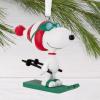Hallmark Peanuts Snoopy on Holiday Doghouse Christmas Ornament, Blown Glass(Snoopy Skiing)