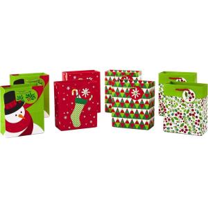 Hallmark 6″ Small Christmas Gift Bag Bundle, Festive Holiday (Pack of 8, 4 Designs)(Small Gift Bags)