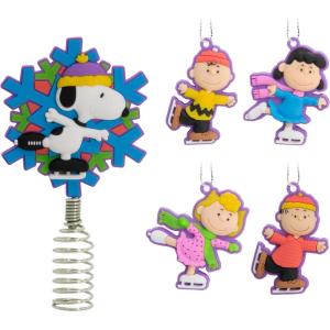 Hallmark Peanuts Mini Christmas Tree Topper and Ornaments, Set of 5(Mini Tree Topper with Ornaments)
