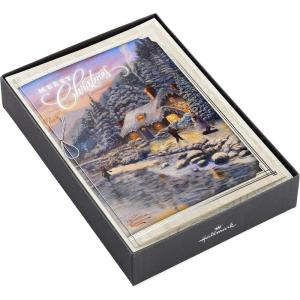Hallmark Thomas Kinkade Christmas Cards (16 Cards and Envelopes) Christmas Blessing(Thomas Kinkade  Mountain Cottage)