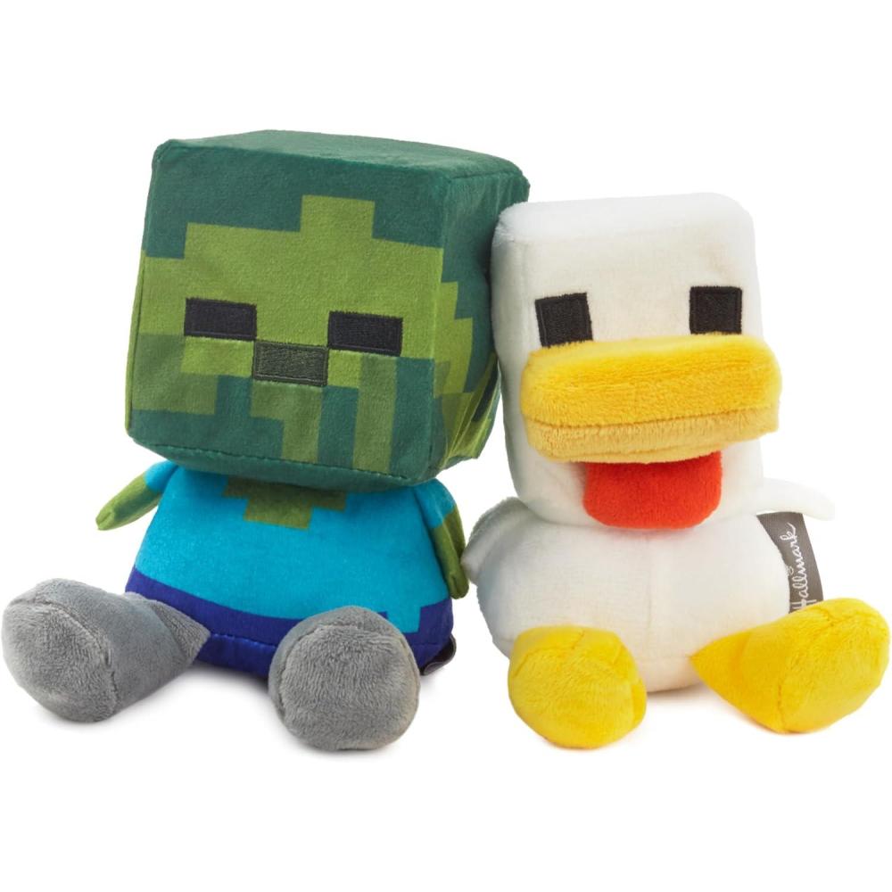 image:imageHallmark Better Together Minecraft Magnetic Plush Toy Set of 2 Baby Zombie and Chicken 525 Gift for Friends Kids Gamers